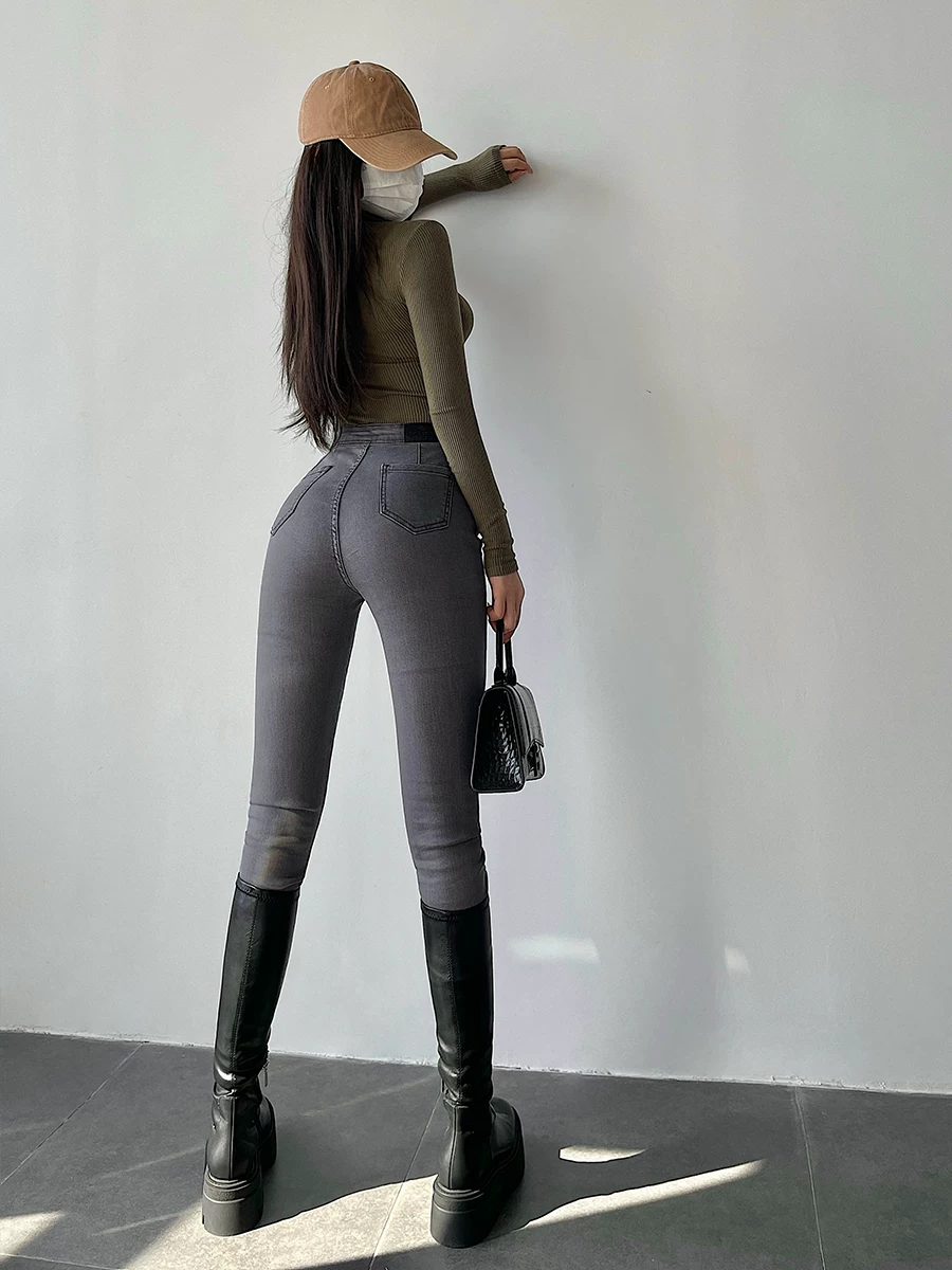 YoungGirlDay Quần jean skinny cạp cao kiểu Âu Mỹ, ôm sát, nâng mông, co giãn, tôn dáng, quần bút chì