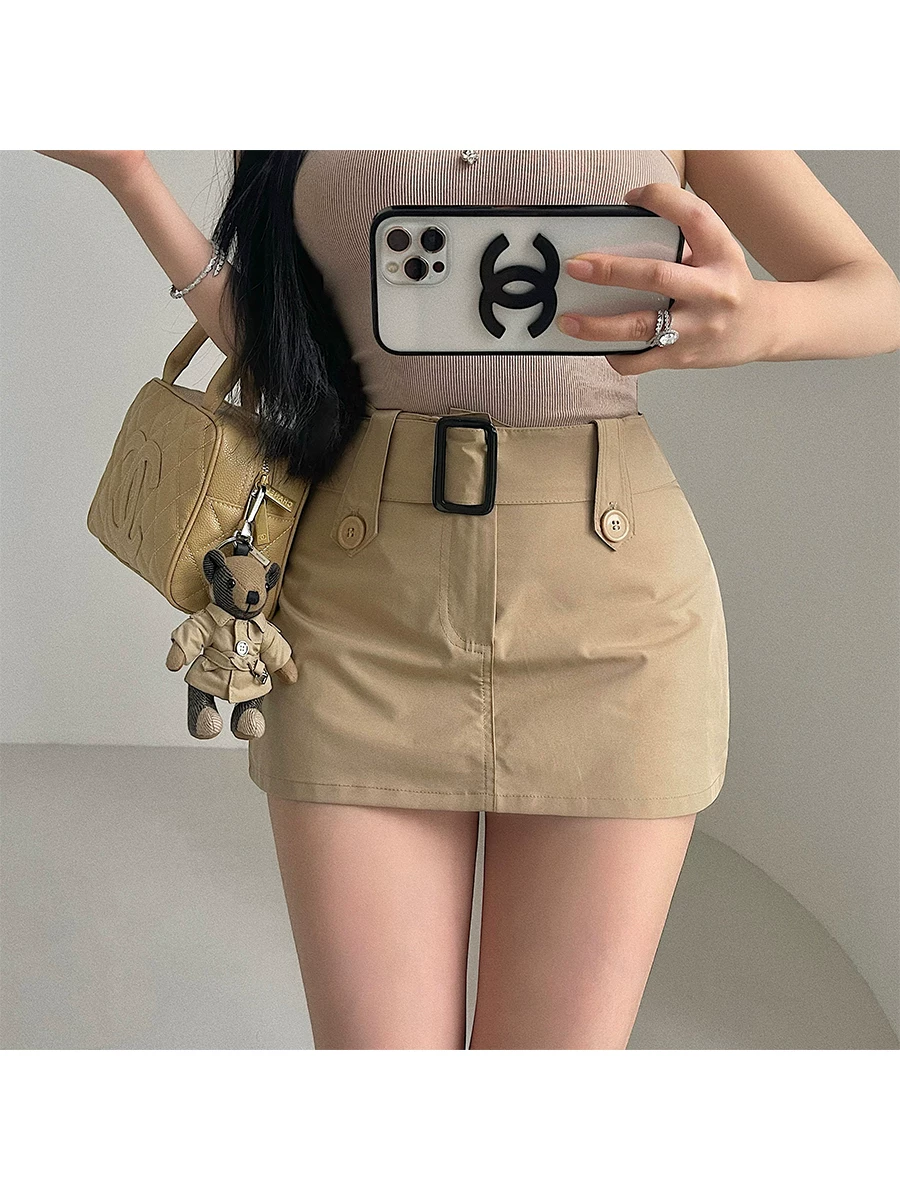 YoungGirlDay váy công sở chống lộ hàng, cạp cao, kiểu dáng hot girl, có quần short an toàn và thắt lưng.