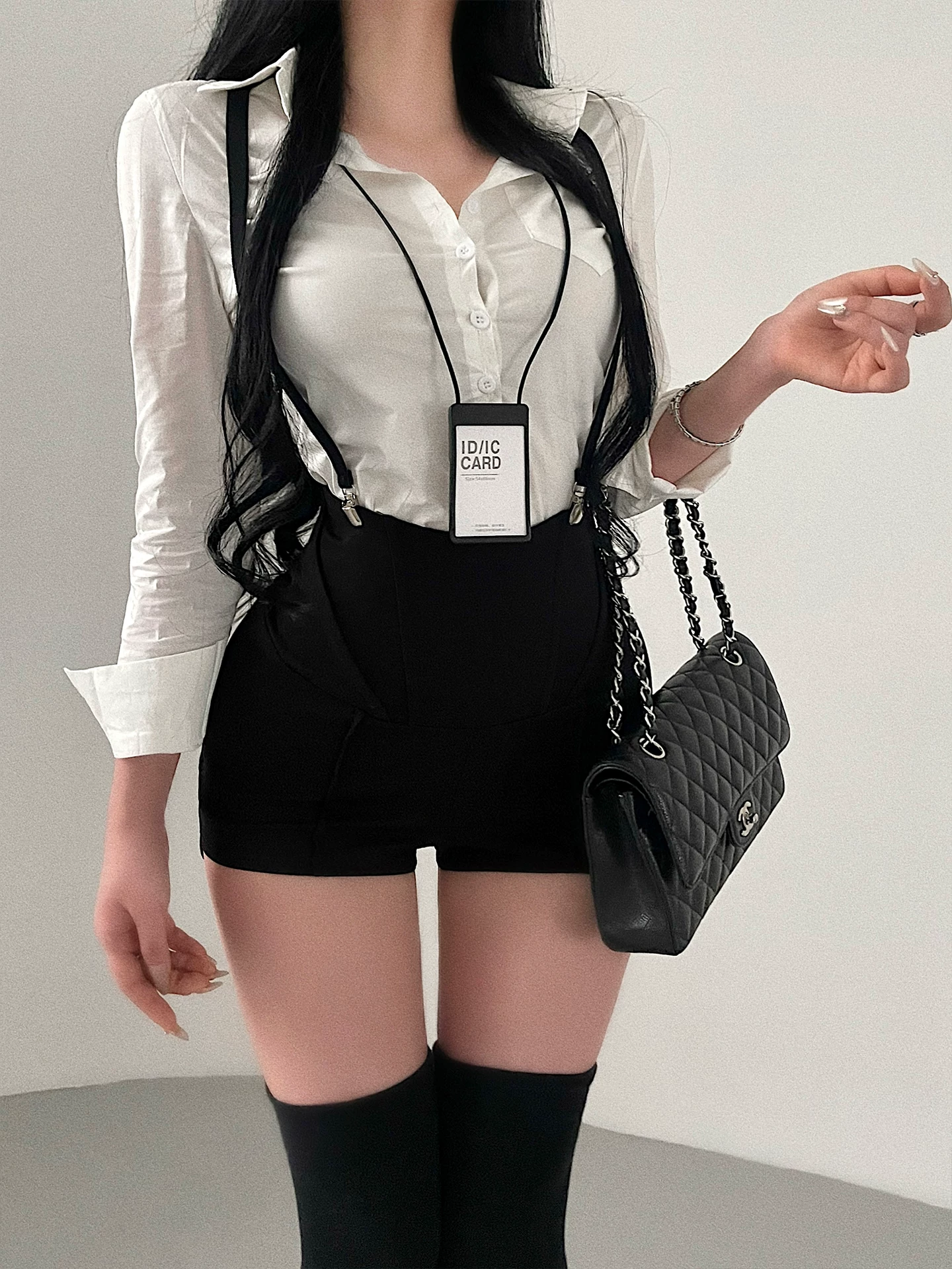 YoungGirlDay Quần short nâng mông kiểu Hàn Quốc thuần khiết gợi cảm, cạp cao, có dây đeo, tôn dáng thon gọn.