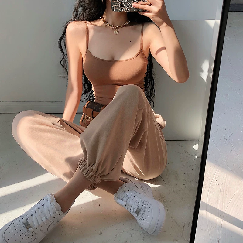 YoungGirlDay Áo ba lỗ màu trơn co giãn kiểu Âu Mỹ cơ bản gợi cảm kiểu Âu Mỹ