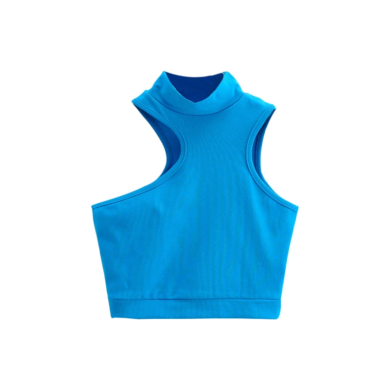 YoungGirlDay Áo crop top ngắn cổ cao vừa phải, kiểu dáng ôm sát gợi cảm theo phong cách Âu Mỹ, có viền không đều.