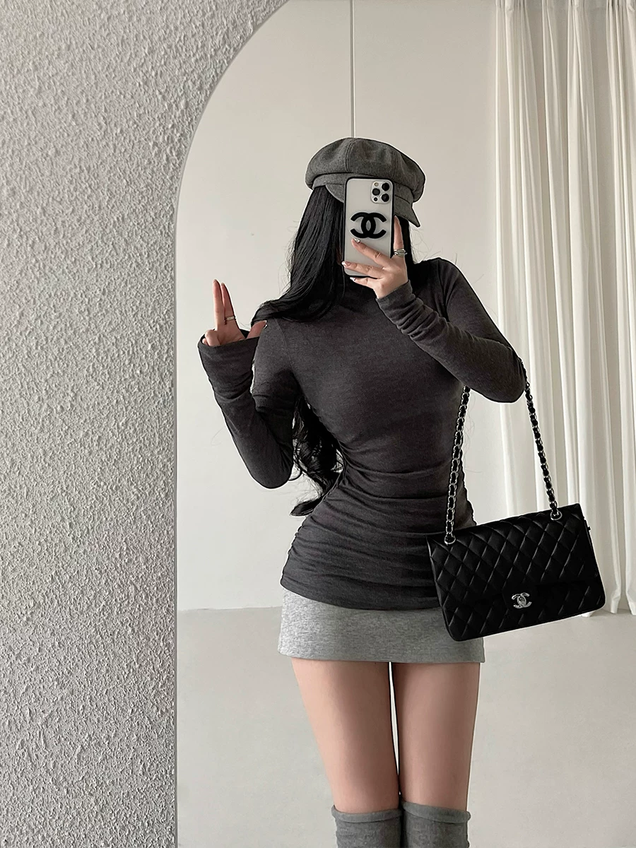YoungGirlDay Pure Desire Áo thun ôm sát eo cổ cao gợi cảm dành cho nữ.