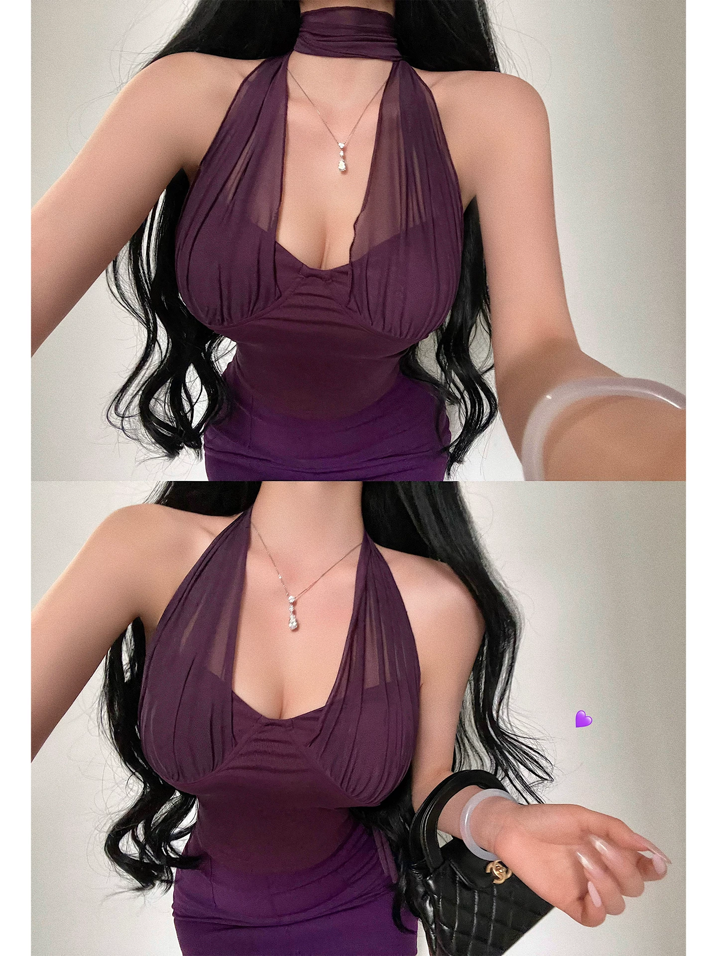 Áo kiểu YoungGirlDay thuần khiết gợi cảm, hở lưng, ôm sát cơ thể, có mút ngực tích hợp, áo hai dây lưới phối ren.