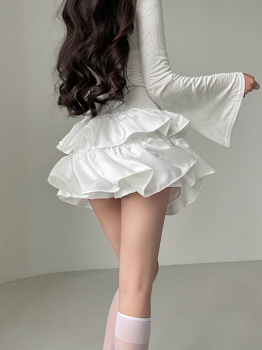 YoungGirlDay khao khát thuần khiết gợi cảm quần short an toàn chống lộ eo cao, váy ngắn hai lớp, váy ngắn