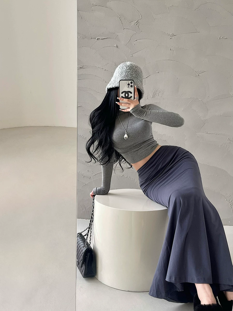 YoungGirlDay Kardashian váy dài đuôi cá ôm sát eo cao gợi cảm, xếp ly, co giãn, ôm sát cơ thể