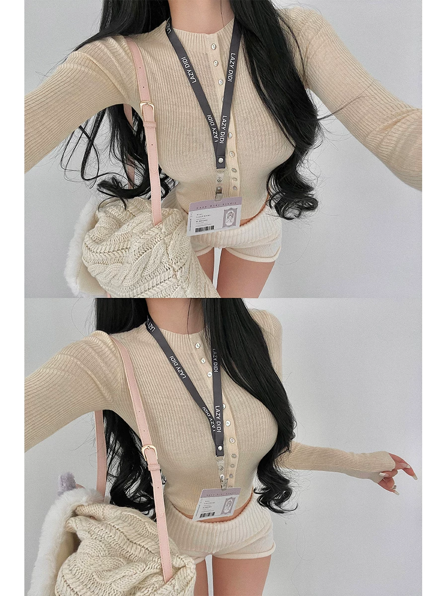 Áo cardigan dệt kim dài tay dáng ôm cổ tròn YoungGirlDay mang phong cách thuần khiết gợi cảm