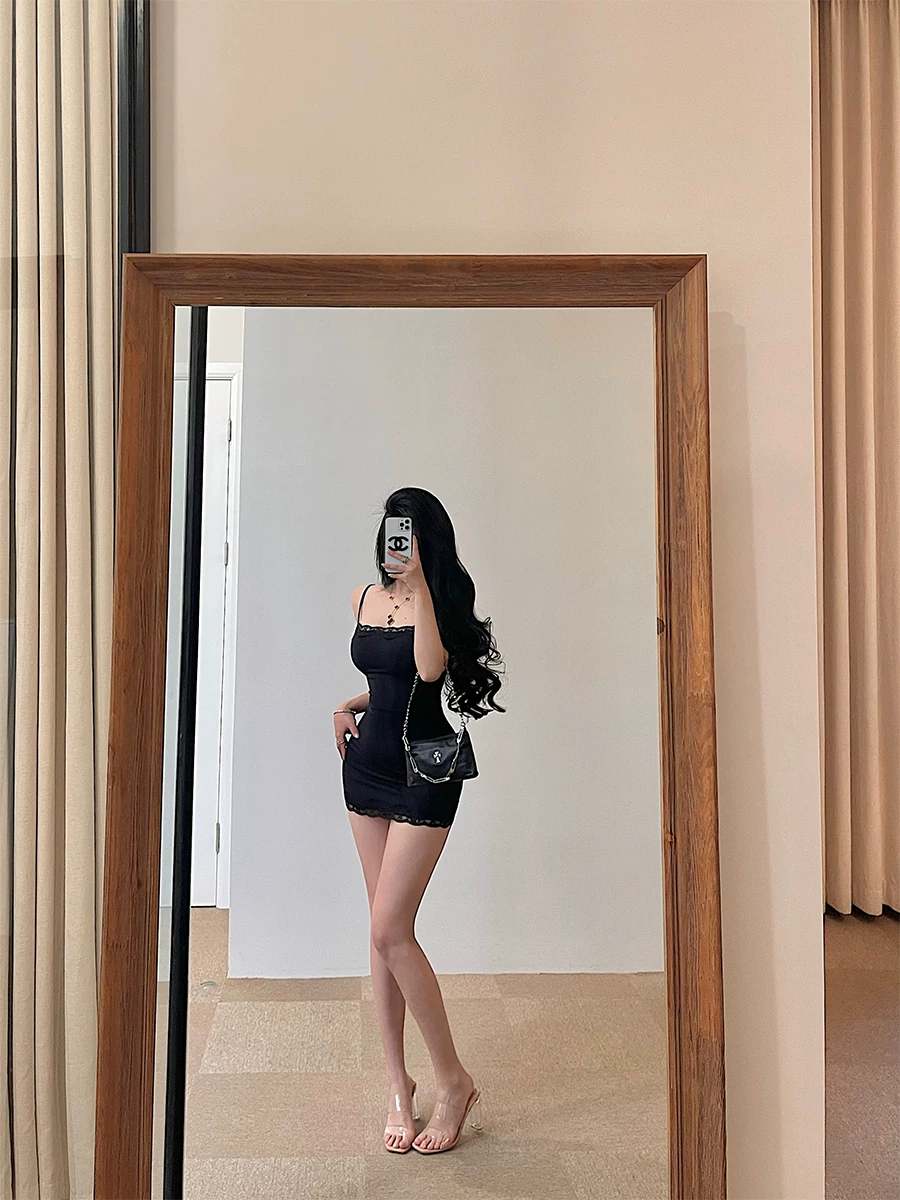YoungGirlDay Kardashian váy ngắn bó sát gợi cảm phối ren chắp vá váy ngắn bodycon