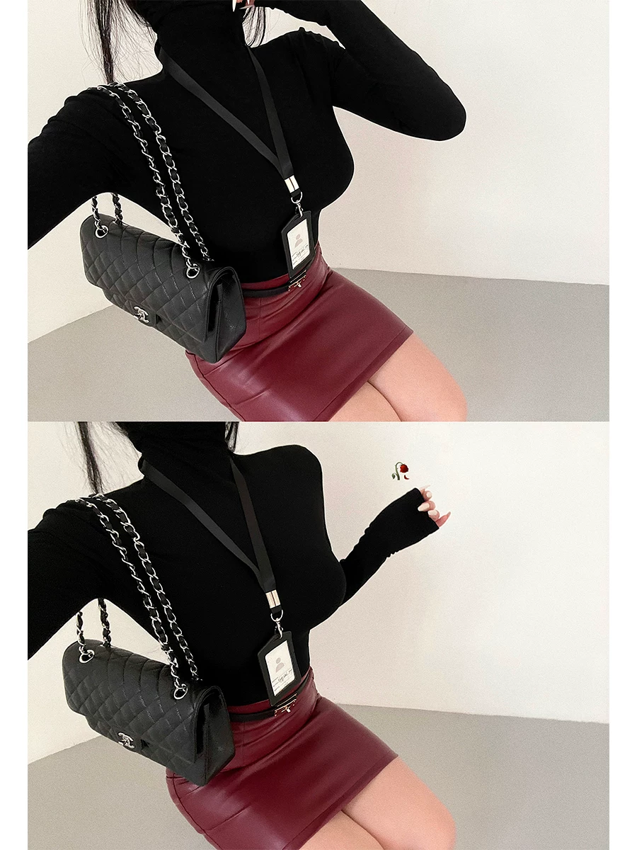 YoungGirlDay Pure Desire Basic High Neck Slim Fit Co giãn lót lông cừu Áo thun dài tay hàng đầu