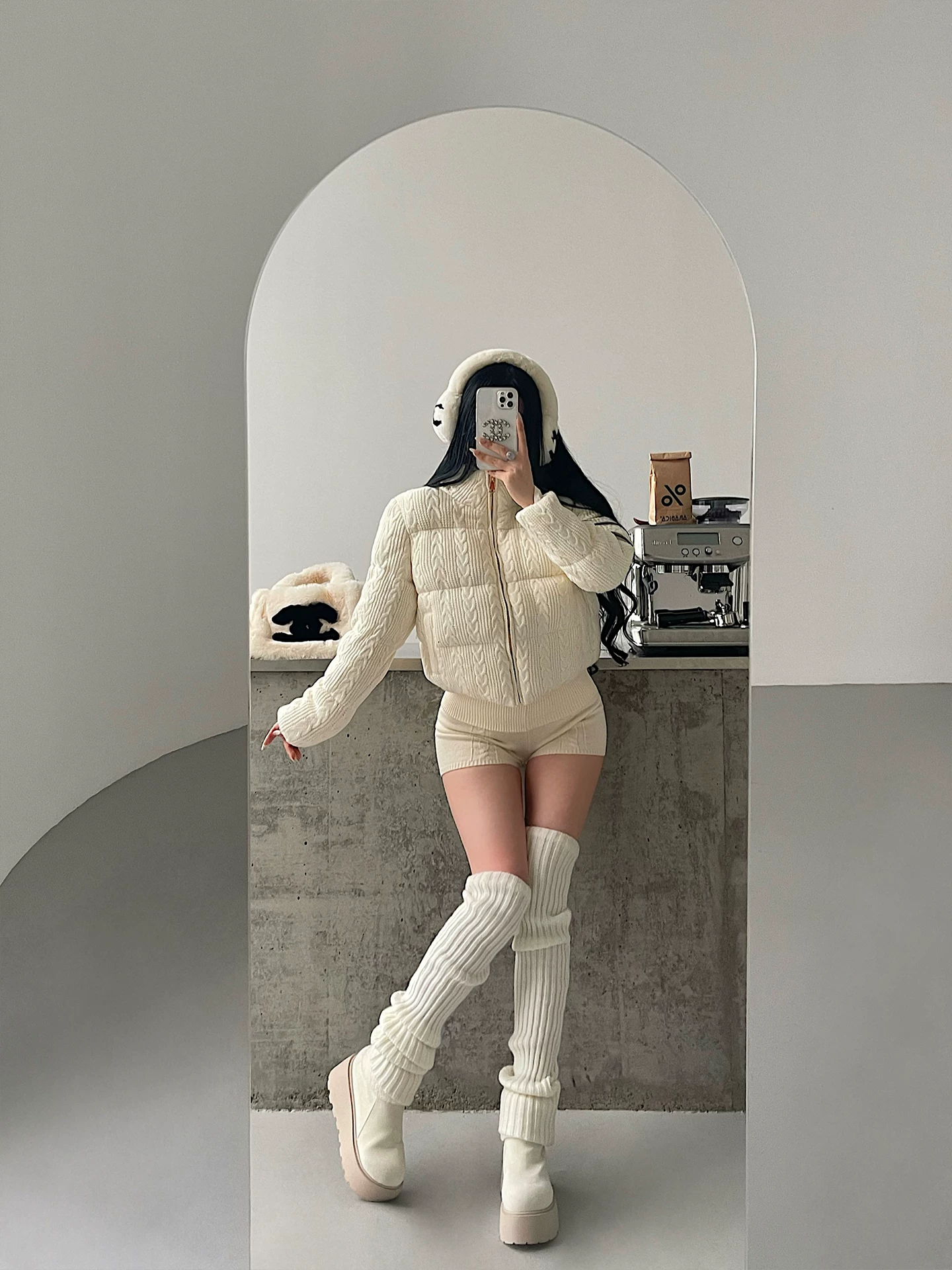 YoungGirlDay khao khát thuần khiết phong cách nhẹ nhàng cổ đứng có dây kéo áo khoác cotton ngắn ấm áp