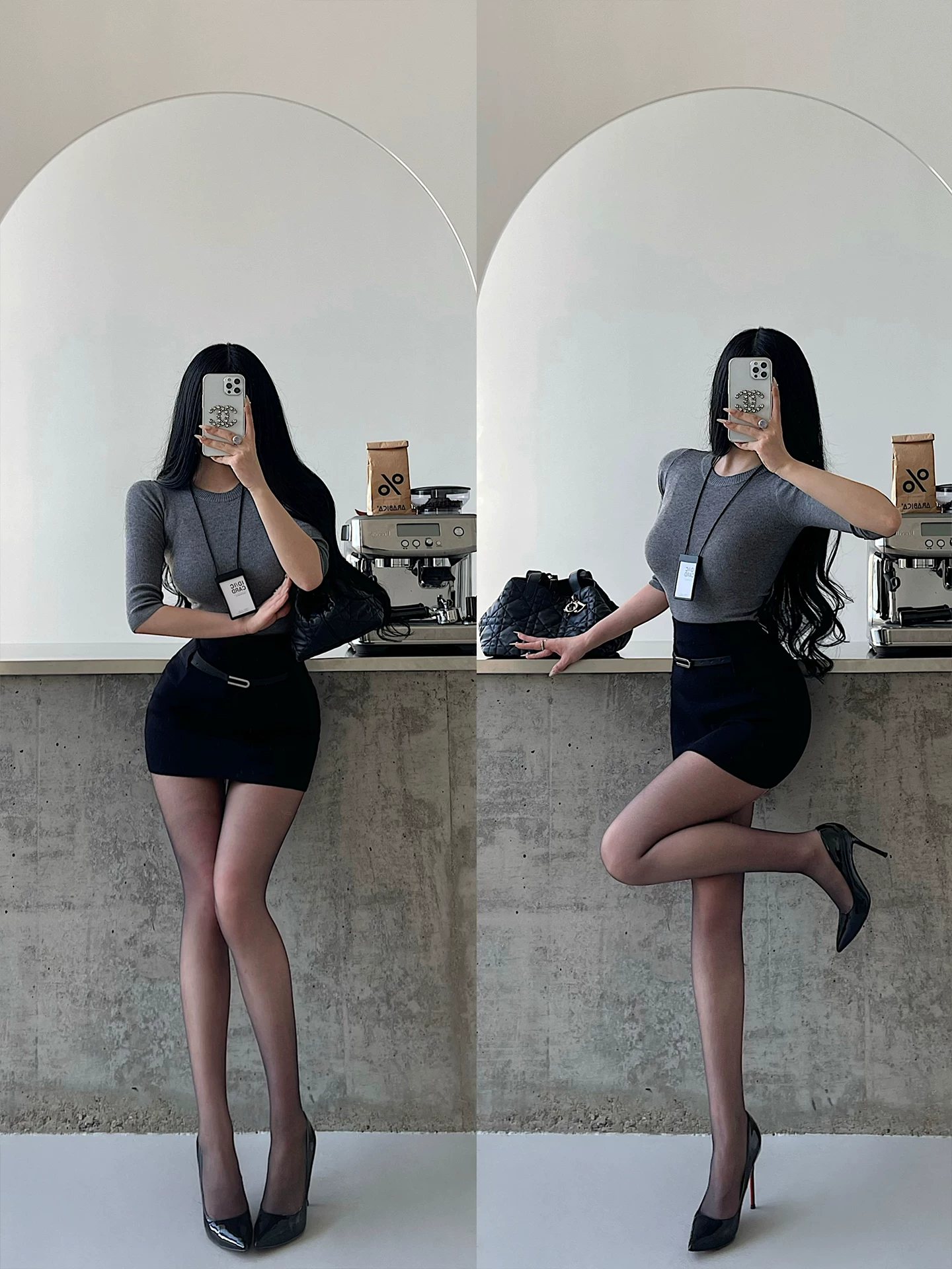 YoungGirlDay Phong cách Hàn Quốc thuần khiết gợi cảm OL váy ôm sát eo cao có thắt lưng.