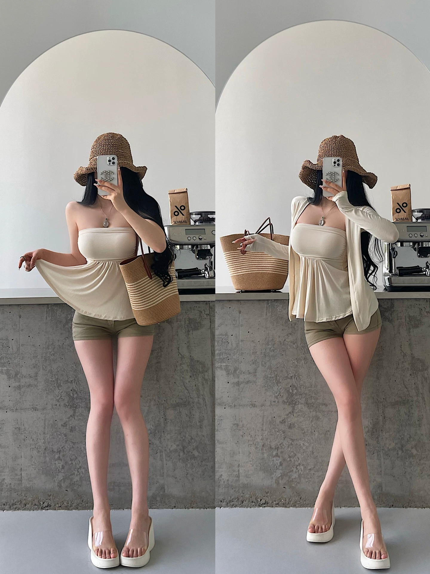 YoungGirlDay Quần short denim đa năng kiểu truyện tranh Hàn Quốc gợi cảm, cạp cao, tôn dáng, nâng mông, quần short denim đa năng