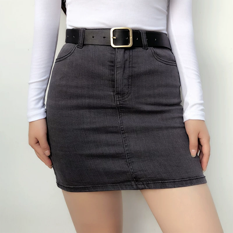 YoungGirlDay siêu tôn dáng chân, cạp cao, gợi cảm, ôm sát, chất liệu denim co giãn, váy ngắn