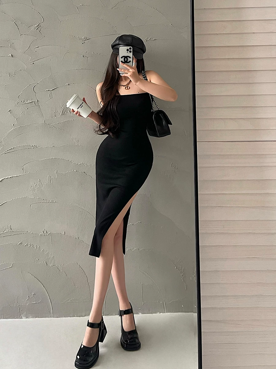 YoungGirlDay khao khát thuần khiết hot girl gợi cảm ôm sát tôn dáng xẻ tà dài vừa phải váy bodycon ống bó sát