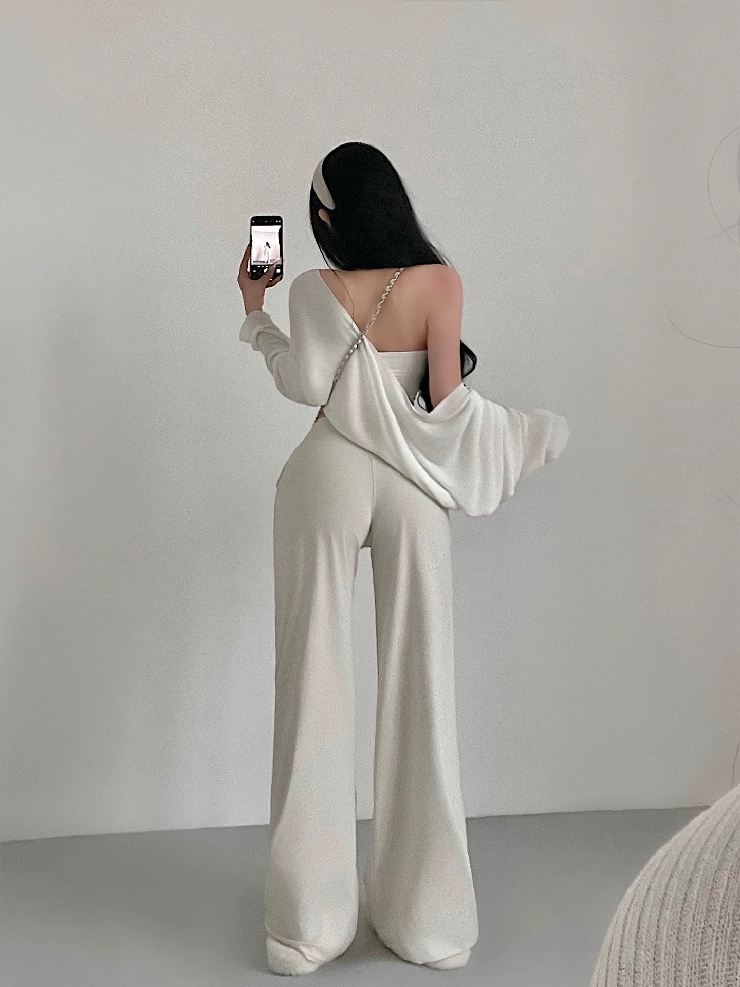 YoungGirlDay Kardashian quần dài ống rộng cạp cao dáng rộng thể thao thông thường dành cho nữ giới Quần dài đến sàn