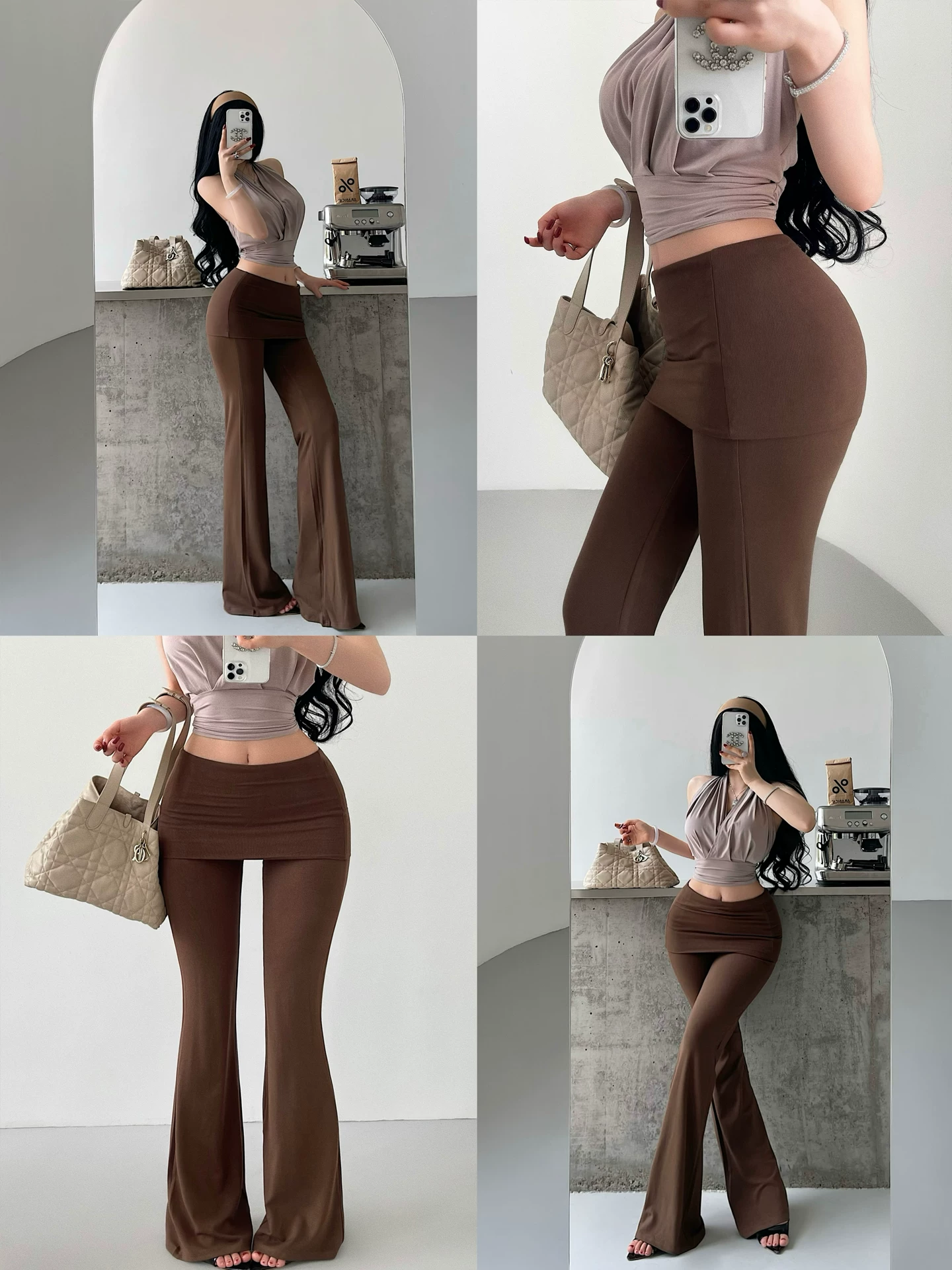 Quần ống loe ôm sát eo thấp phong cách YoungGirlDay hot girl, tạo cảm giác chân dài hơn, quần dài chạm đất, phong cách thường ngày.