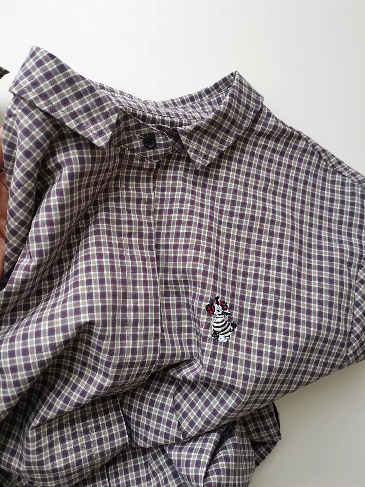 Áo sơ mi nữ kẻ sọc cổ độc đáo, kiểu vintage, mềm mại, thoải mái, tiện dụng, đa năng, dáng rộng, nhiều lớp