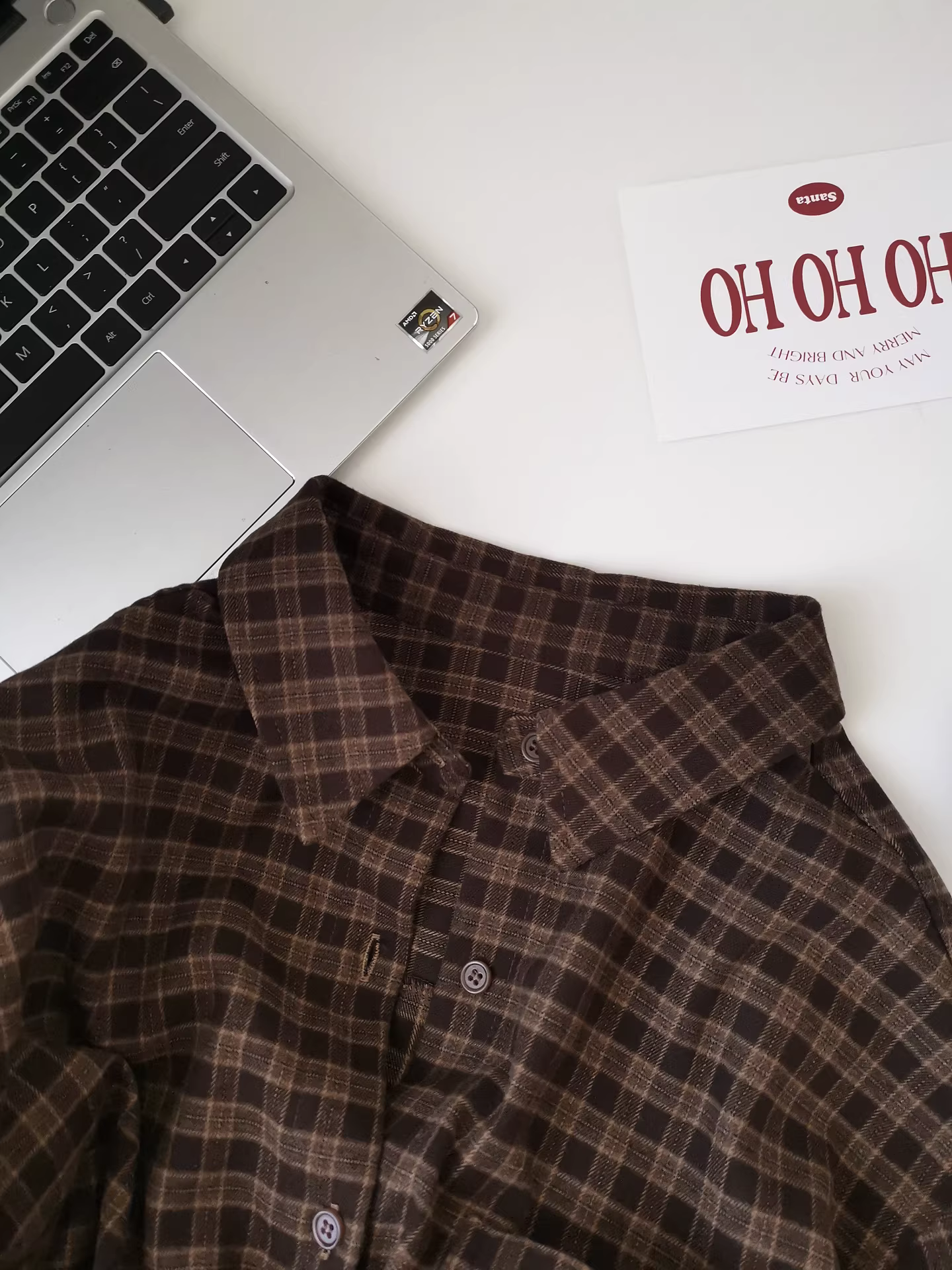 Áo sơ mi kẻ sọc nâu dài tay dày dặn, dáng rộng, phong cách retro, thoải mái, kiểu Hàn Quốc dành cho nữ