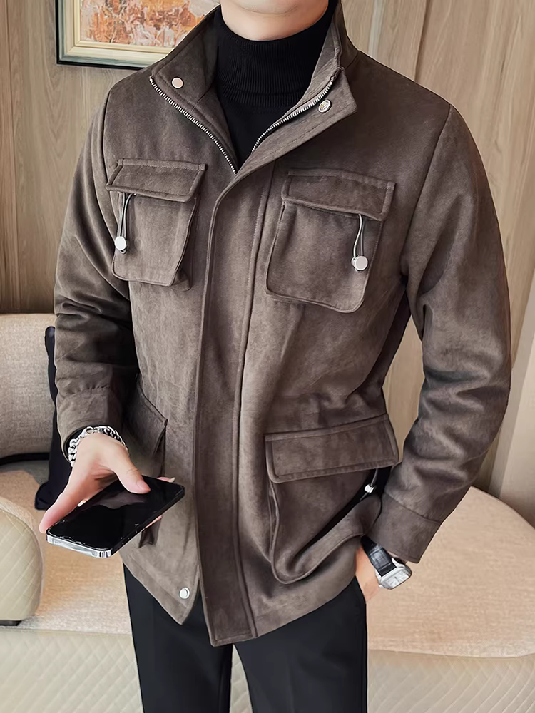 Áo khoác săn bắn đa túi chất lượng cao dành cho nam, thời trang xuân thu mới, kiểu dáng ôm body thời thượng, áo dài tay đa năng