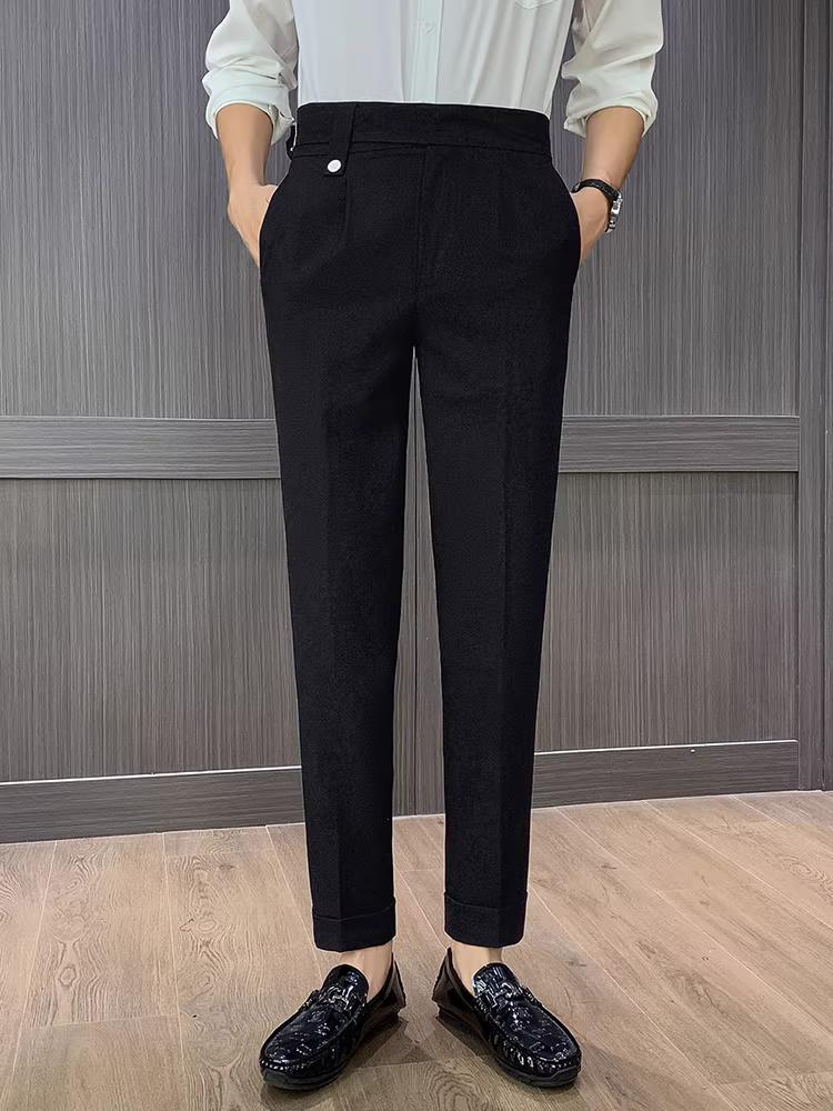 Quần tây nam Naples cạp cao, dáng suông, quần dài thẳng, chất lượng cao, kiểu dáng lịch sự, dễ chăm sóc, ôm dáng.