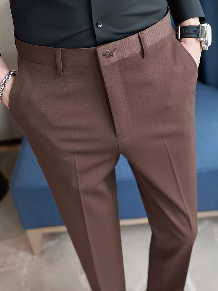 Quần âu nam thêu cao cấp, quần tây công sở lịch lãm, ôm dáng, co giãn, phong cách Anh, quần âu lịch sự ôm dáng thời trang.