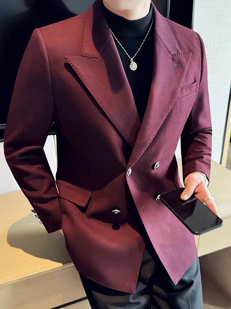 Áo blazer nam dáng dài, dày dặn, kiểu mới thu đông 2024, phong cách công sở lịch lãm, ôm dáng.