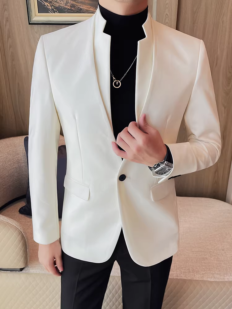 Áo vest công sở cổ đứng dành cho nam, kiểu dáng thời trang xuân thu mới, ôm dáng, lịch lãm, cao cấp.