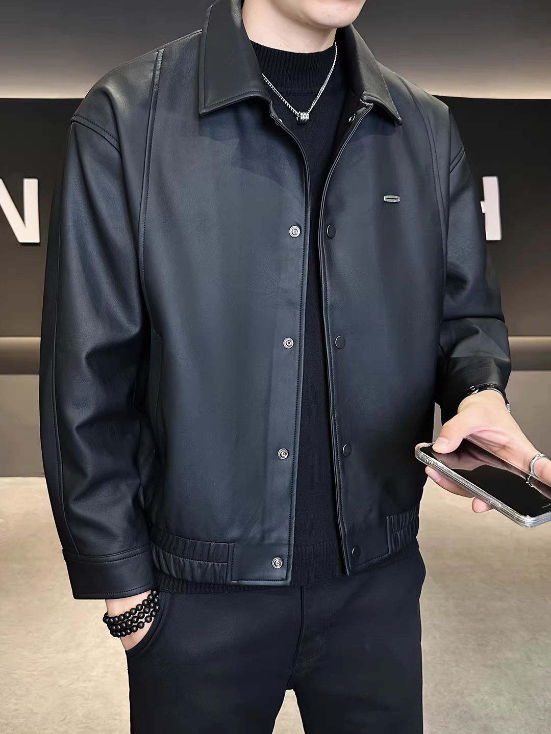 Áo khoác da nam mùa thu mới 2025, áo khoác da xe máy thương hiệu thời trang cao cấp