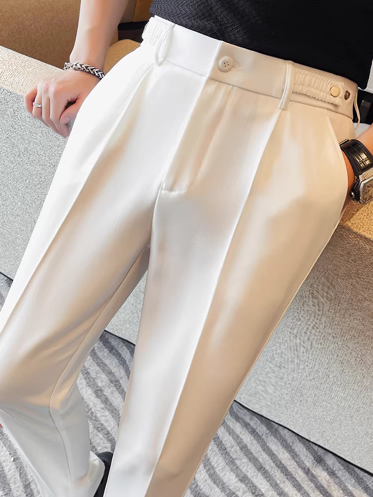 Quần âu nam lưng thun co giãn, kiểu dáng mới xuân hè, ôm dáng, ống côn, cao cấp, lịch sự, thích hợp cho công sở.