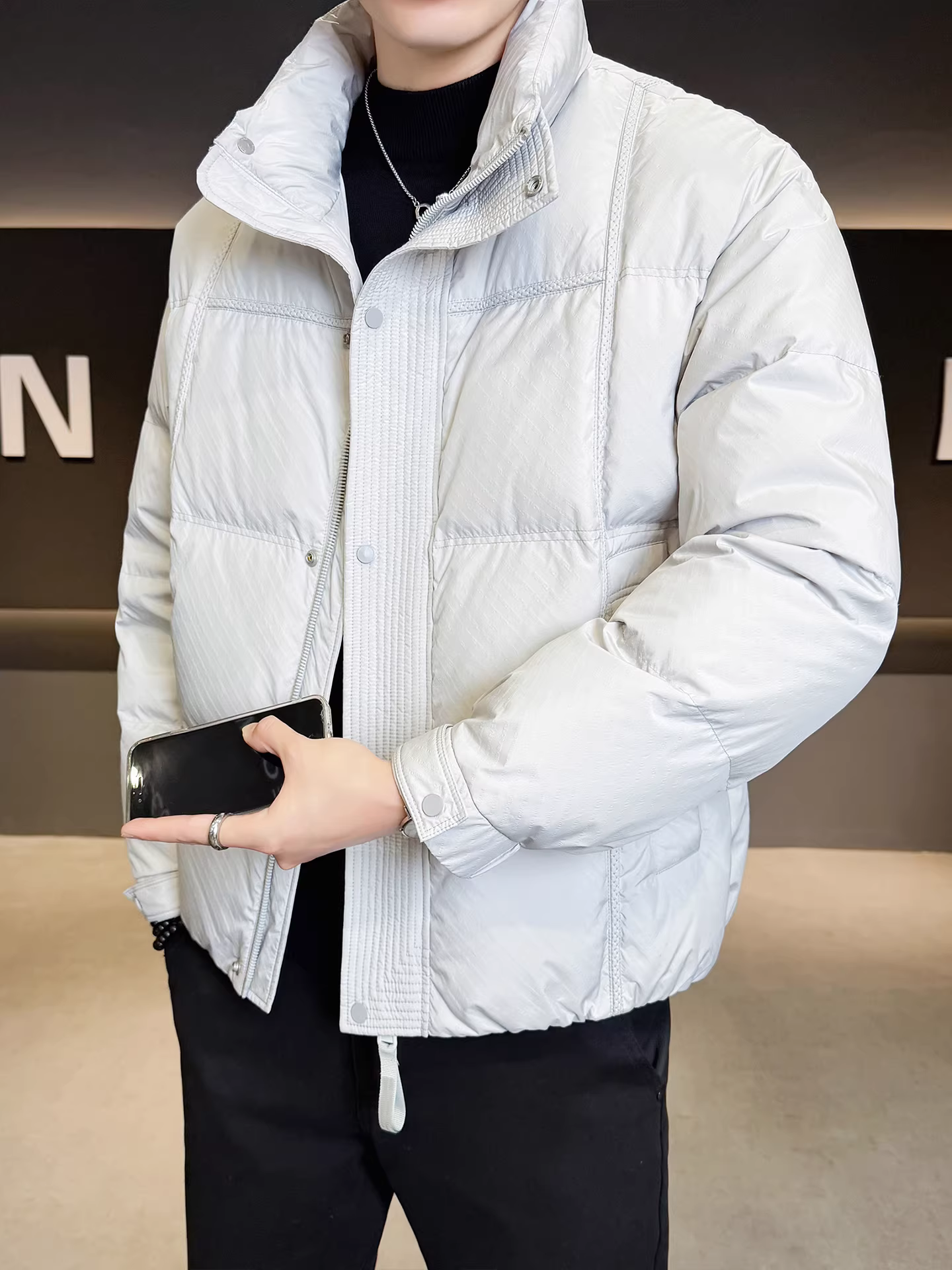 Áo khoác phao cổ đứng chất lượng cao tiêu chuẩn quốc gia 90%, dành cho nam, mùa đông 2025, kiểu dáng mới dày dặn ấm áp, rộng rãi