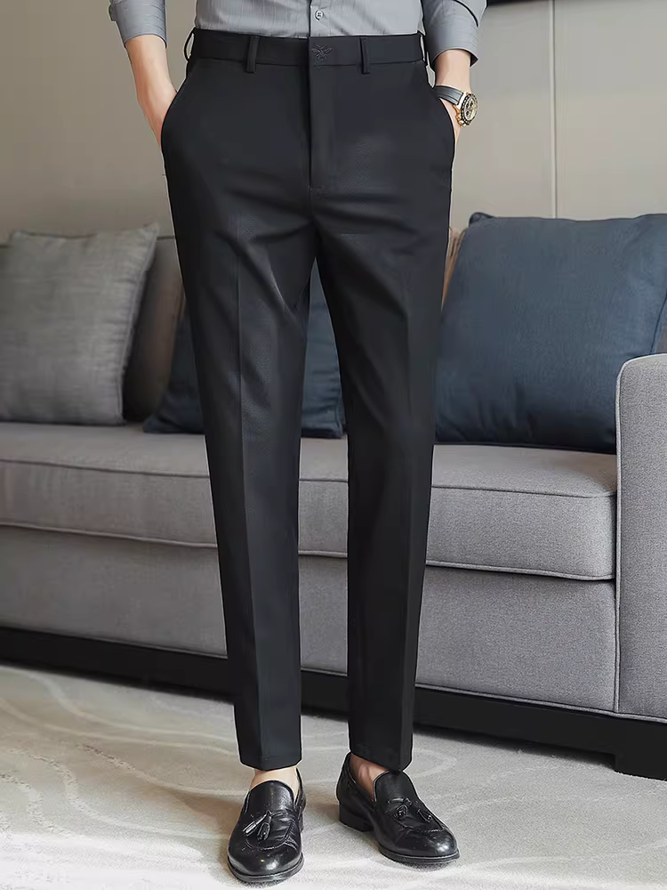 Quần âu nam thêu cao cấp, quần tây công sở lịch lãm, ôm dáng, co giãn, phong cách Anh, quần âu lịch sự ôm dáng thời trang.