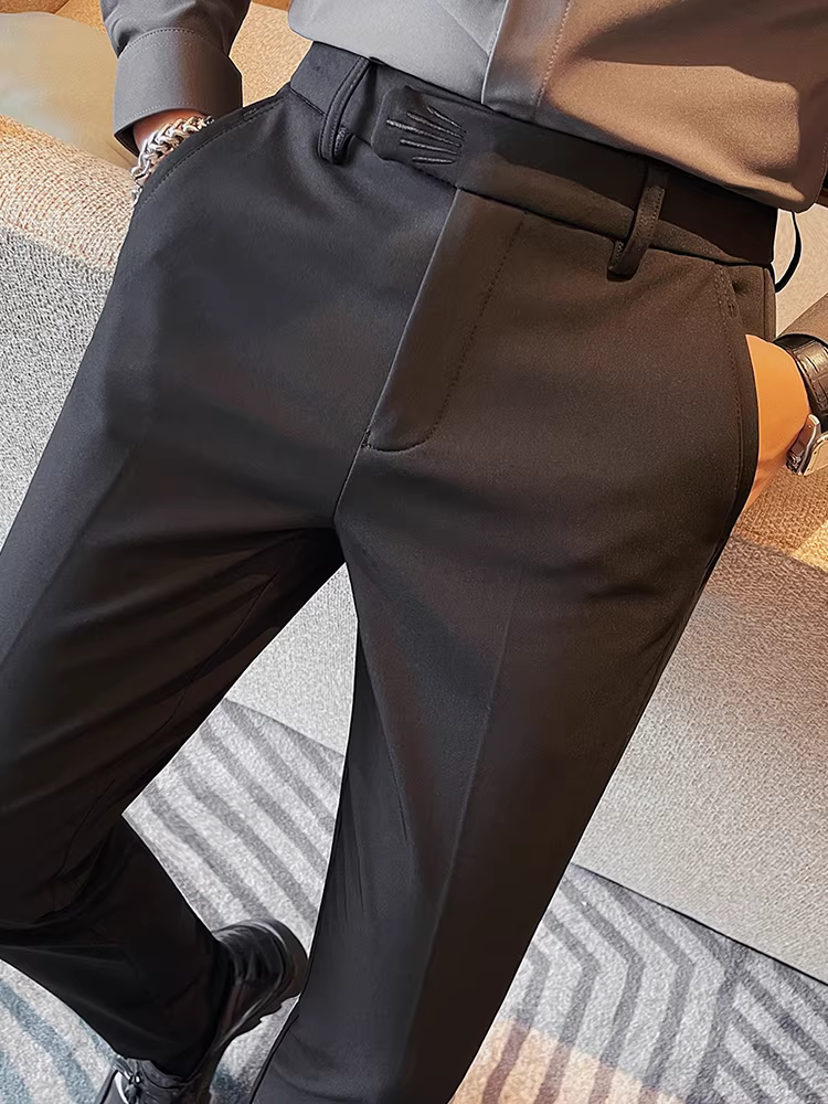 Quần âu nam lót lông cừu mùa thu đông, quần âu cao cấp, kiểu dáng đa năng, ôm dáng, ống côn, không nhăn.