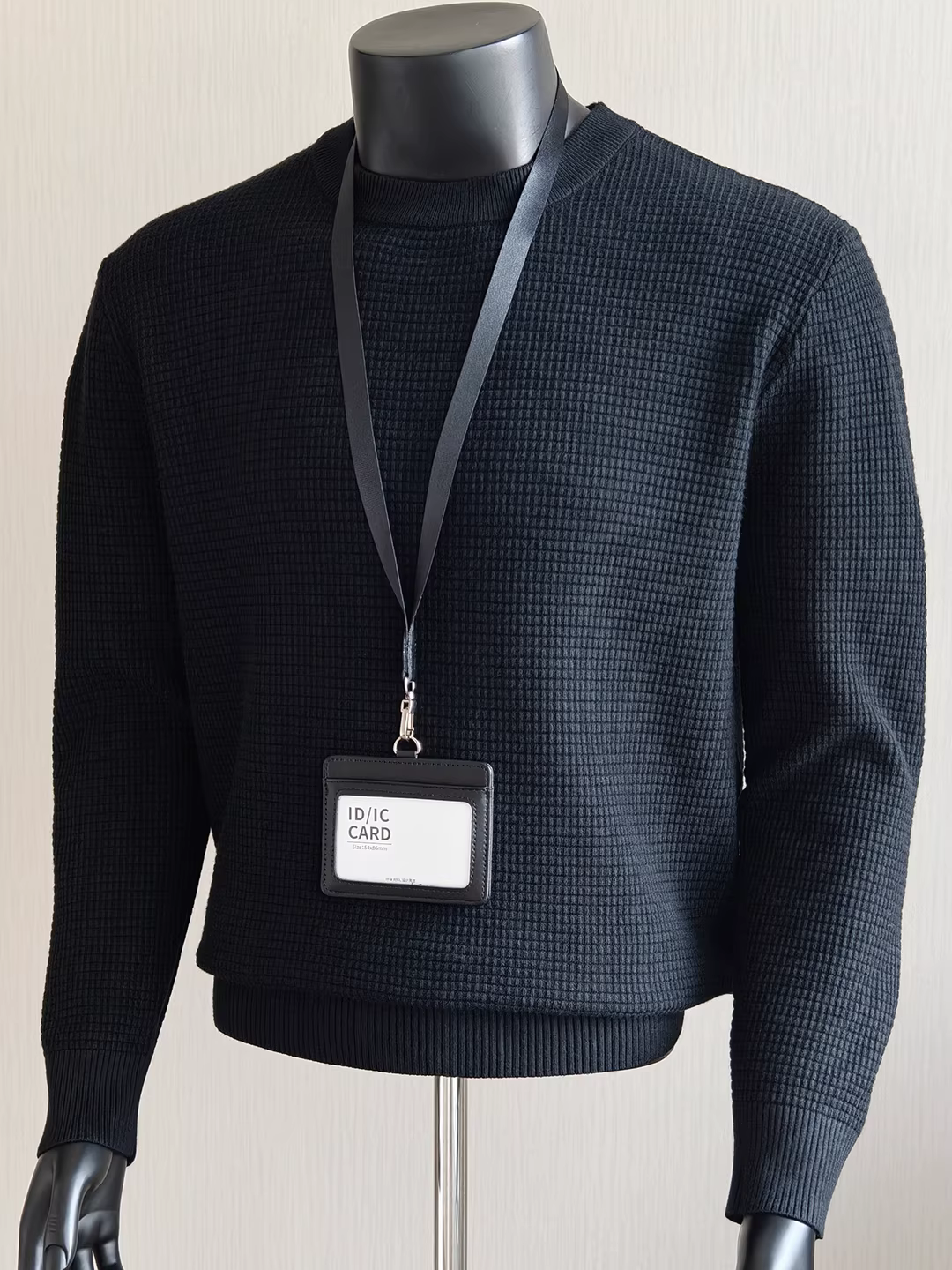 Áo len nam cổ tròn chất liệu vải waffle kiểu dáng cổ điển, tay dài, chất lượng cao, thích hợp làm áo lót mùa đông.