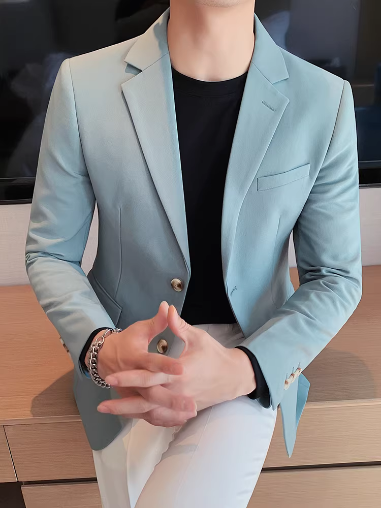 Áo blazer nam cao cấp kiểu dáng thường ngày 2024, vest công sở nam mới, kiểu dáng Anh, ôm dáng, thời trang, áo blazer đơn