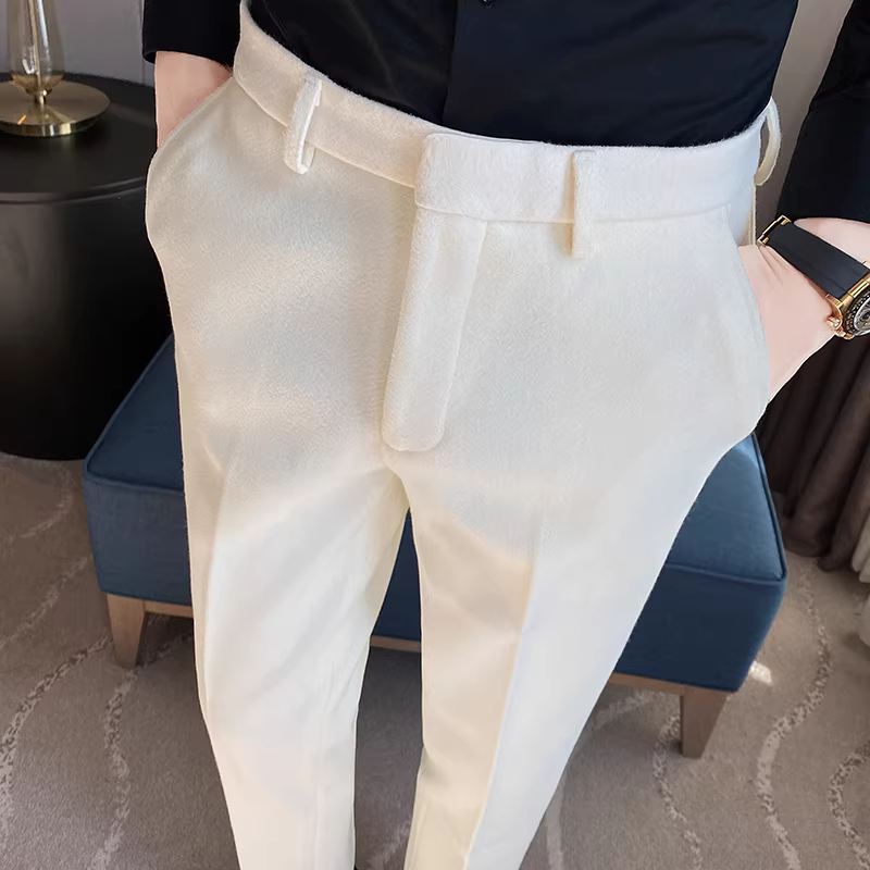 Quần len dày mùa thu đông dành cho nam, quần dài dáng ôm lịch sự, quần âu kiểu dáng Hàn Quốc thời thượng, quần len.