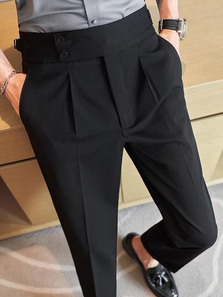 Quần âu nam Naples dáng suông, cạp cao, chất liệu cao cấp, thời trang, lịch lãm, kiểu dáng thẳng.