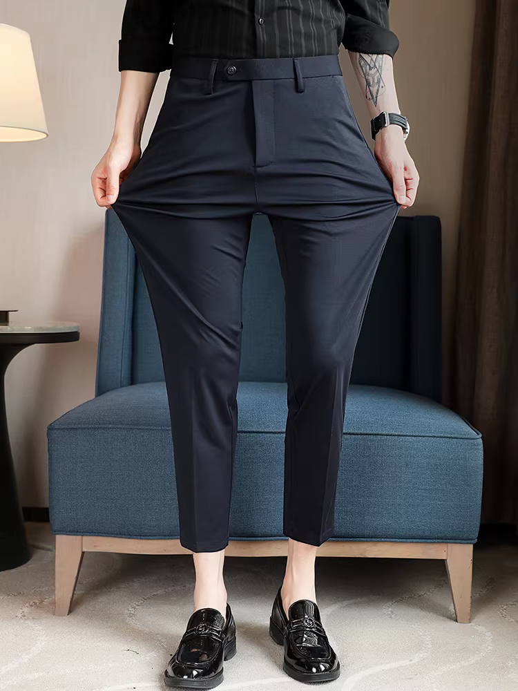 Quần âu nam mùa hè 2025 chất liệu lụa tơ tằm mỏng thoáng khí, thoải mái, không nhăn, có tác dụng làm mát