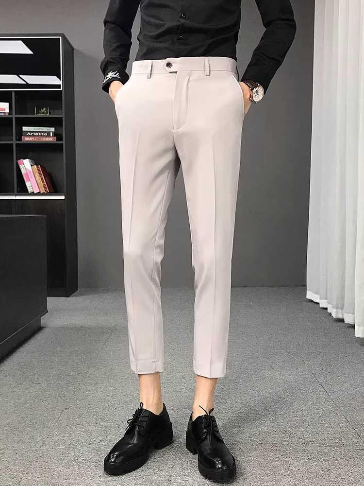 Quần nam kiểu Anh mùa hè, quần lửng thời trang dành cho nhà tạo mẫu tóc, quần lửng dáng ôm vừa vặn lịch lãm, quần âu lịch sự