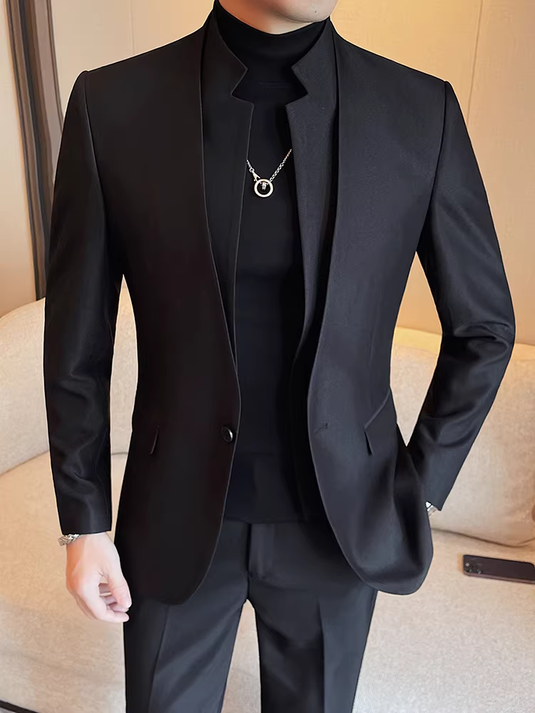 Áo vest công sở cổ đứng dành cho nam, kiểu dáng thời trang xuân thu mới, ôm dáng, lịch lãm, cao cấp.