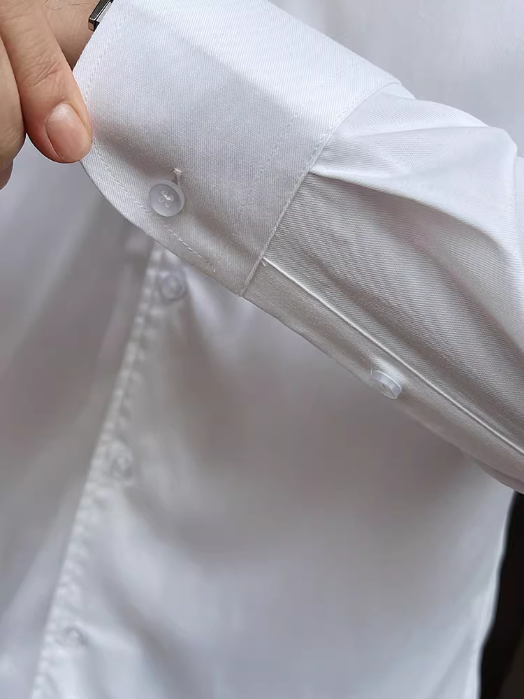 Áo sơ mi nam cổ chữ V kiểu Pháp, dài tay, hơi rộng, cao cấp, phong cách công sở, đa năng, hợp thời trang, dễ chăm sóc, cổ đứng