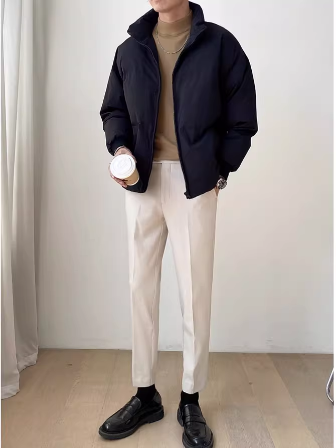 Áo khoác phao nhẹ dành cho nam, kiểu ngắn, thương hiệu thời thượng mới năm 2025, áo khoác nam mùa đông nhẹ nhàng, thời trang và hợp xu hướng.