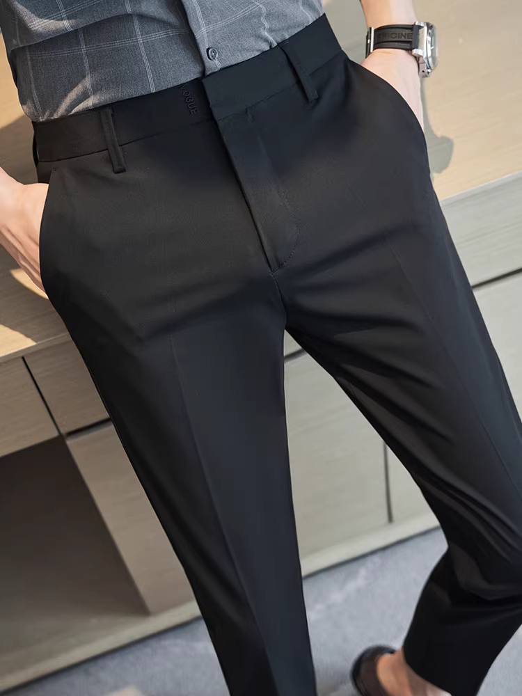 Quần âu nam ống lửng, quần công sở mùa hè mỏng nhẹ, kiểu dáng Anh thời thượng ôm dáng, quần âu ống côn 9 phần