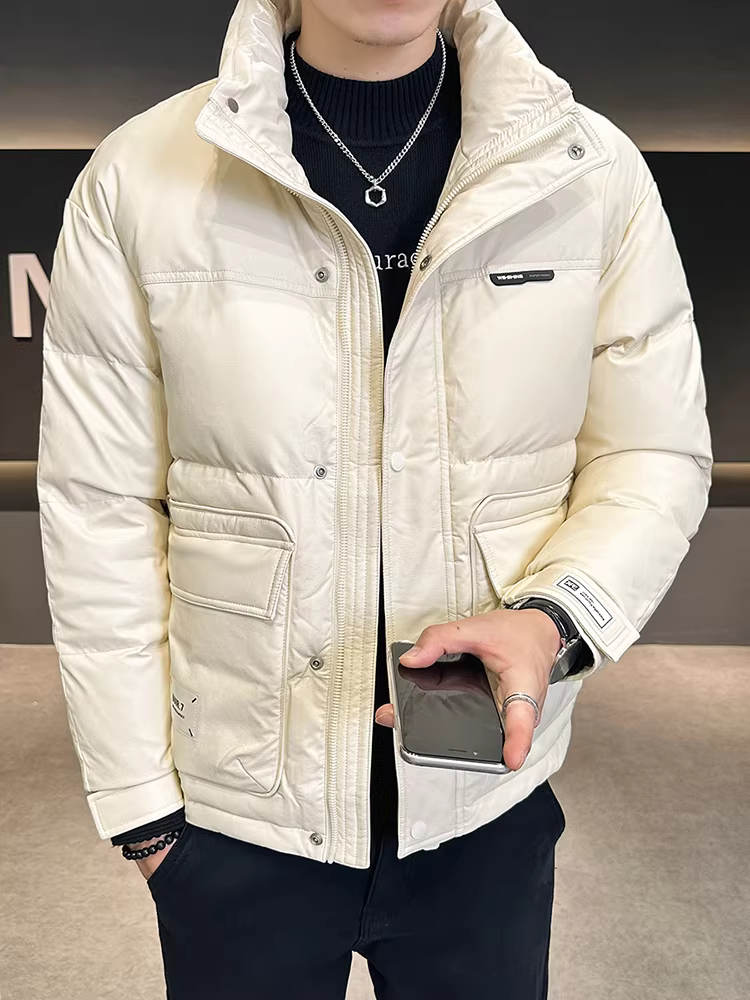 Áo khoác da PU nam, áo khoác dày mùa đông, kiểu mới 2025, thương hiệu thời trang cao cấp, áo khoác ngắn giản dị ấm áp.