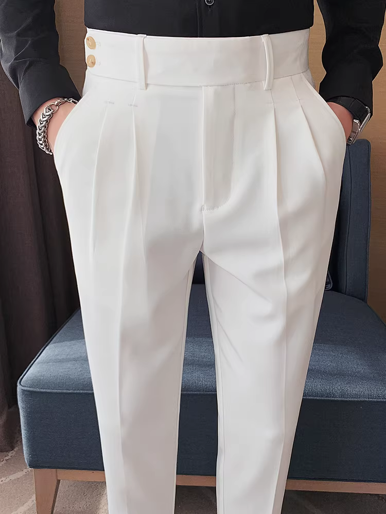 Quần tây ống đứng lưng cao Naples dành cho nam, kiểu dáng mới xuân hè, phong cách Hàn Quốc thời thượng, lịch lãm, quần âu ngắn cá tính.