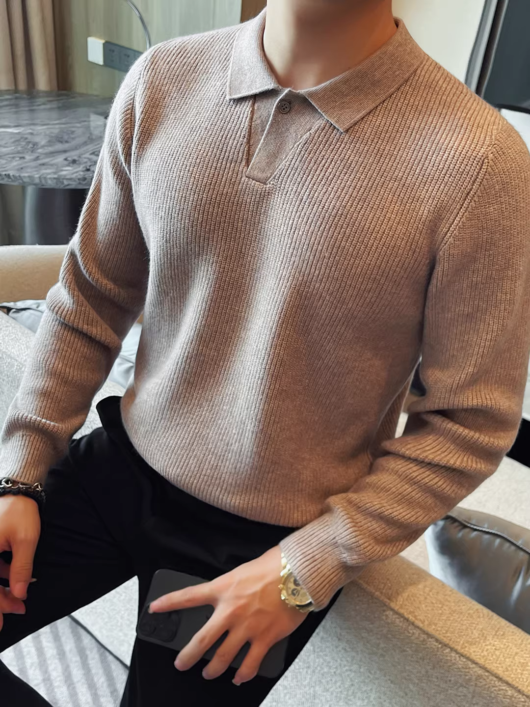 Áo len nam cao cấp, tay dài, dày dặn cho mùa thu đông, thời trang và hợp xu hướng, đa năng, áo len dệt kim ấm áp.