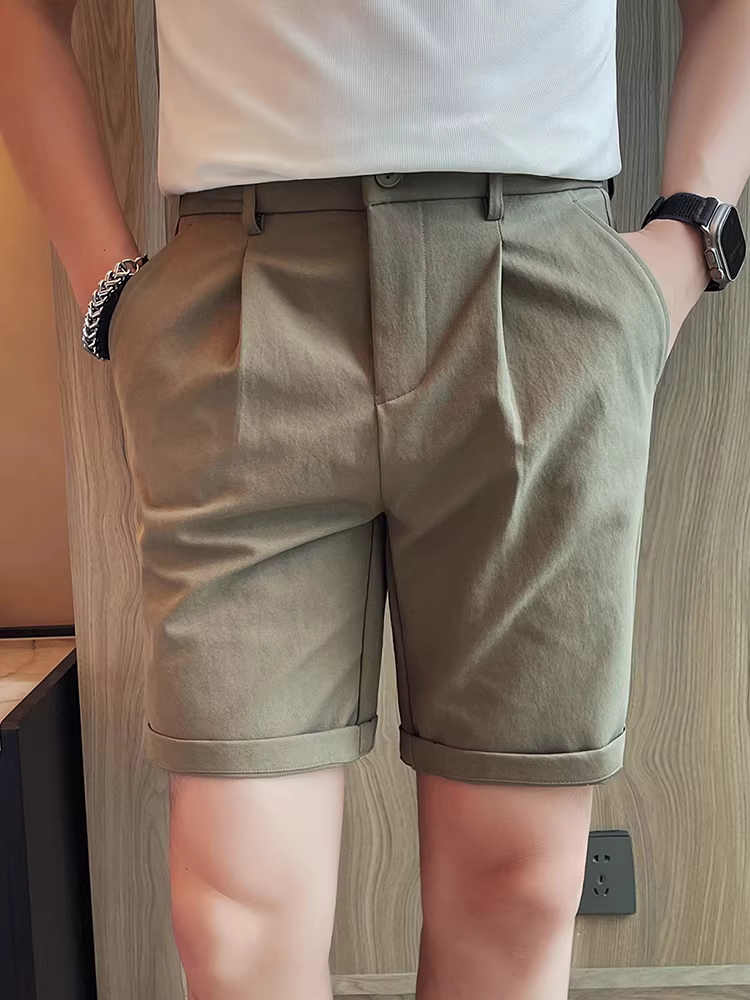 Quần short nam lưng thun bán co giãn, kiểu dáng mỏng mùa hè, cảm giác cao cấp, thoải mái, thoáng khí, thời trang, quần dài năm điểm đa năng.