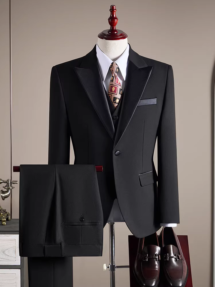 Bộ vest len nam, vest công sở lịch lãm, chất lượng cao, vest chú rể đám cưới, size lớn, bộ ba món