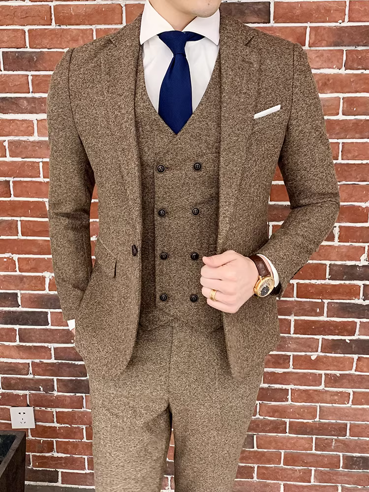 Phong cách Anh quốc dày dặn phù hợp với bộ đồ nam mùa thu đông công sở trang phục thường ngày trang trọng chú rể bộ đồ cưới bộ đồ ba mảnh