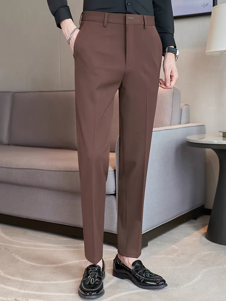 Quần âu nam thêu cao cấp, quần tây công sở lịch lãm, ôm dáng, co giãn, phong cách Anh, quần âu lịch sự ôm dáng thời trang.