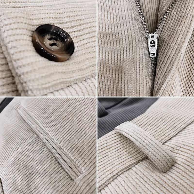 Quần âu nam chất liệu corduroy, mùa thu đông, dày dặn, cao cấp, kiểu dáng ôm body, kẻ sọc, chất liệu len