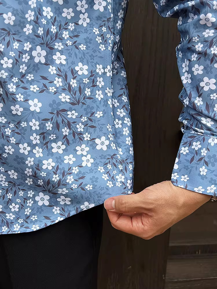 Áo sơ mi nam cổ chữ V in họa tiết, tay dài, kiểu xuân thu mới, hợp thời trang, cao cấp, công sở lịch sự, chống nhăn